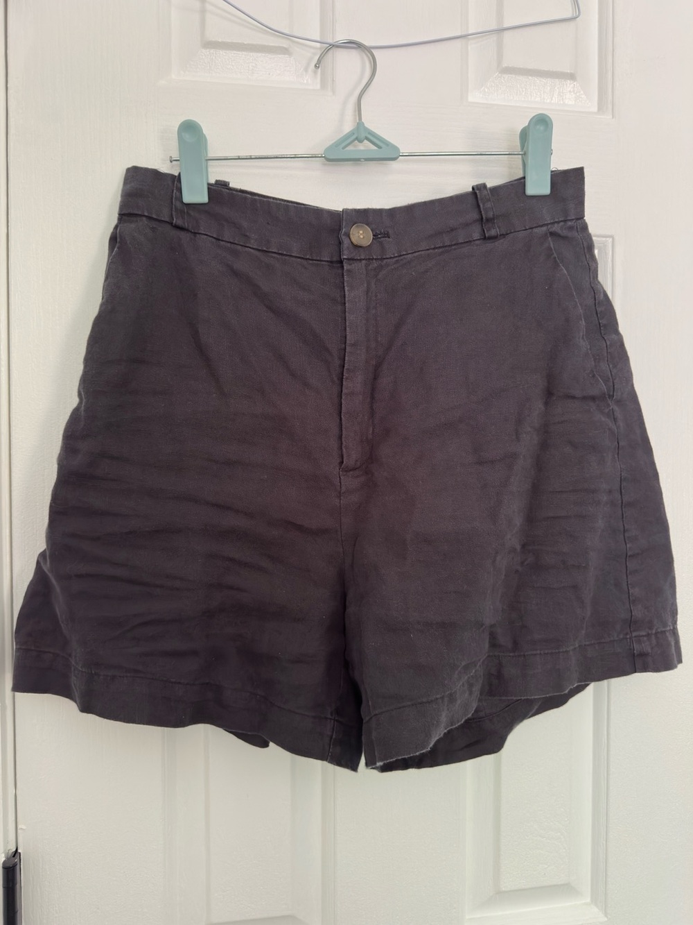 & Other Stories Charcoal High-Rise Linen-Blend Shorts